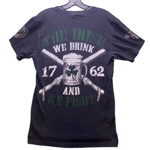 American Apparel Shirt Mens Medium Irish Beer Grunge Black Streetwear Sleeve Hit